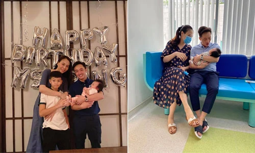 Đời thường bình dị của Cường Đô la - Đàm Thu Trang bên hai con