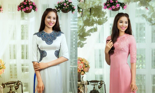 Á hậu Phạm Hương thử áo dài thi Hoa hậu Hoàn vũ