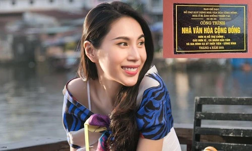 Thủy Tiên giải thích lý do ghi tên mình trên nhà chống lũ