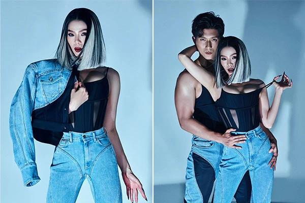 Lệ Quyên o ép vòng 1, tạo dáng gợi cảm bên tình trẻ