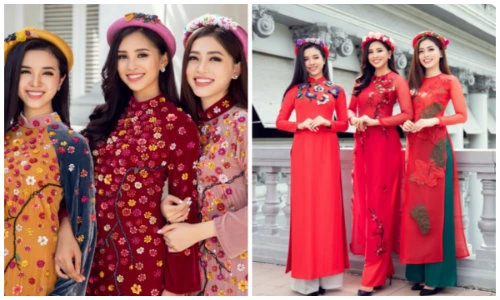 Hoa hậu Tiểu Vy đọ sắc cùng hai Á hậu trong bộ ảnh áo dài Tết