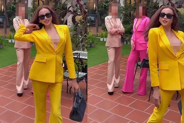 Á hậu Lương Mỹ Kỳ diện vest “thả rông lộ hàng”