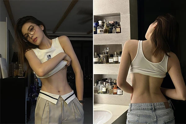 Hoa hậu Kỳ Duyên vén áo khoe eo con kiến