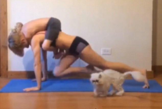Nhưng bà mẹ này có vẻ như đã đạt đến trình độ bậc thầy khi vẫn có thể tập yoga trong sự hỗn loạn.