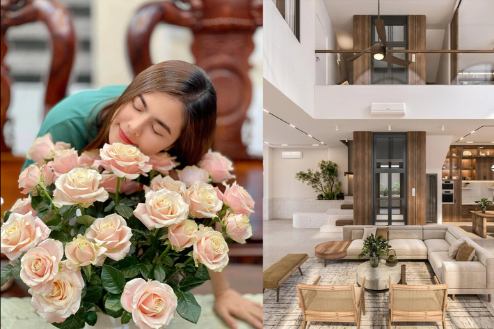 Cơ ngơi của Vân Trang được thiết kế theo không gian mở, thoáng đãng với nhiều cây xanh, gần gũi với thiên nhiên. Nữ diễn viên là người lên ý tưởng bố trí nội thất và trang hoàng cho tổ ấm. Ảnh: FB Vân Trang