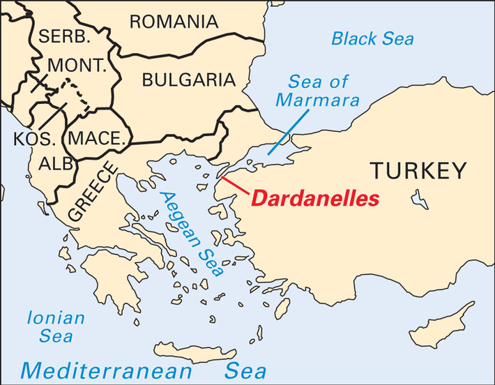 Theo trang tin Naval News, việc tàu chiến Nga vào Eo biển Dardanelles có ý nghĩa quan trọng, vì theo các quy định tại các tuyến đường thủy nối Địa Trung Hải với Biển Đen quy định rằng, các tàu chiến không được phép neo đậu tại eo biển này.