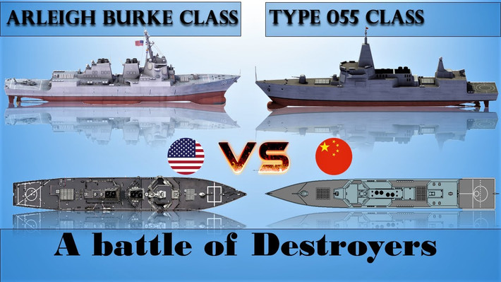 Các khẩu pháo bố trí trên boong tàu Type 055, không có dáng hình trụ và thon dài như trên tàu USS Zumwalt. Tóm lại, có thể mô tả chính xác Type 055 là sự pha trộn giữa tàu USS Zumwalt tàng hình và một tàu khu trục lớp Arleigh Burke của Hải quân Mỹ.