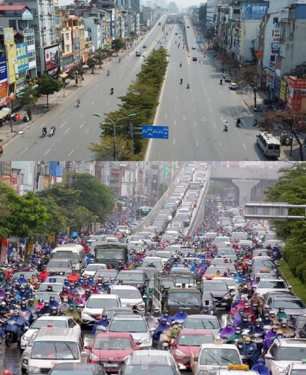 Đường Vành đai 2 dưới thấp và trên cao trước và sau thời điểm 1/3/2022