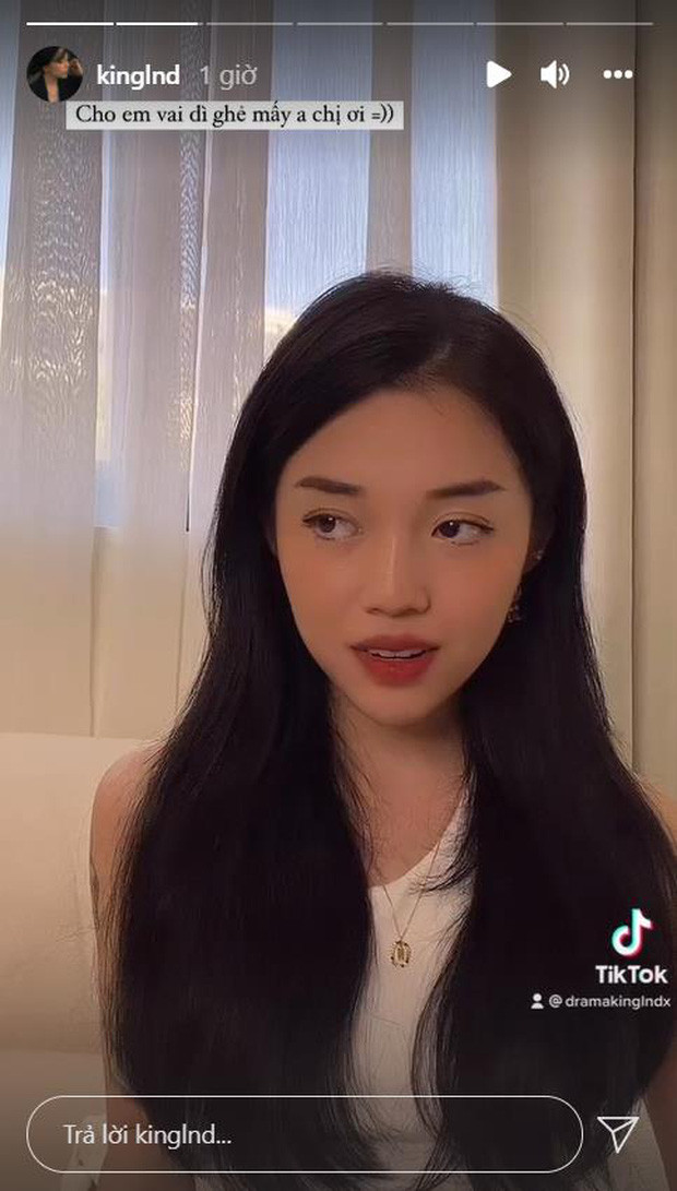 Chia sẻ trên story Instagram cá nhân, nữ streamer còn nói rằng muốn vào vai dì ghẻ (mẹ Cám) hơn là vai cô Tấm.