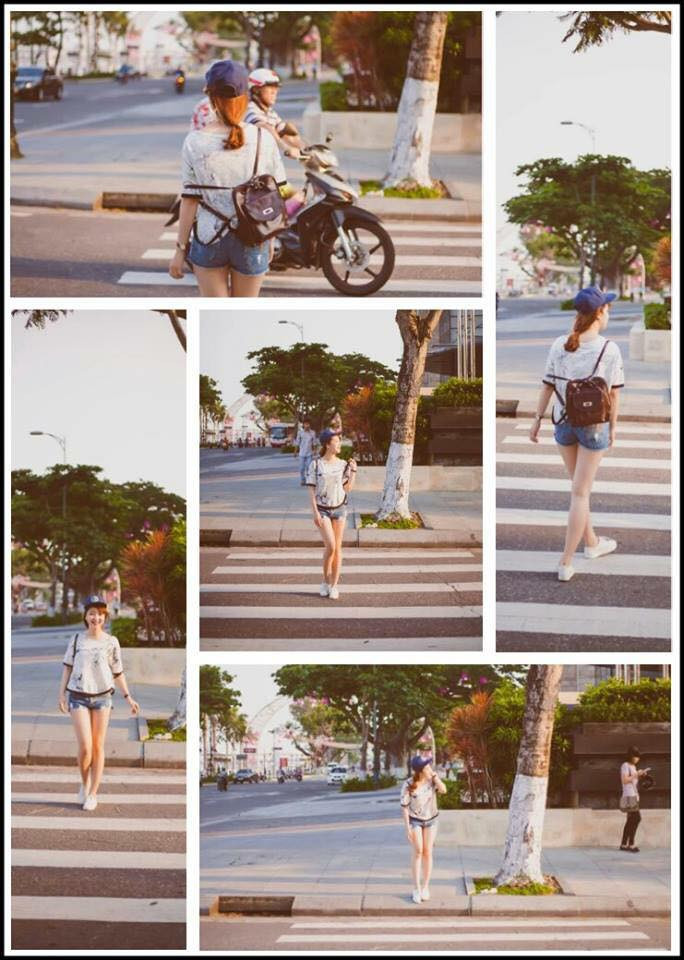 Hot girl Thanh Hoài, SV trường ĐH Sư phạm - ĐH Đà Nẵng chọn cho mình một phong cách thời trang dạo phố trẻ trung, thoải mái, dễ chịu trong những ngày hè nóng bức.