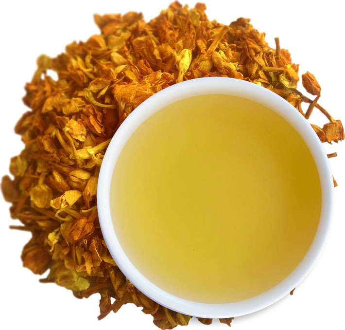 Trà hoa nhài rất ngon và có hương vị ngọt ngào, dễ uống. Bạn có thể dễ dàng mua được loại trà này tại các cửa hàng thực phẩm hoặc các shop bán hàng trực tuyến. Ảnh: shopify.