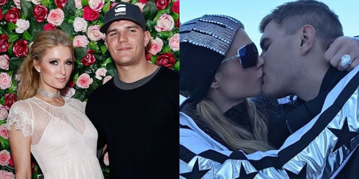Người mẫu kiêm diễn viên Chris Zylka đã quỳ gối cầu hôn Paris Hilton với chiếc nhẫn kim cương 20 carat: "Chiếc nhẫn rất đẹp, lấp lánh. Đó là chiếc nhẫn đẹp nhất tôi từng nhìn thấy". Nhẫn đính hôn của kiều nữ nhà Hilton trị giá 2 triệu USD và được cô gọi là "viên kim cương trong mơ".