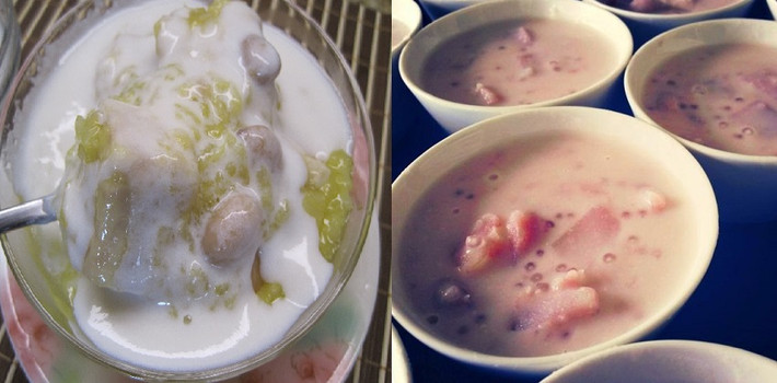 Bột báng ngâm nước cho mềm rồi cho vào nồi chè cùng với nước cốt dừa, đun lại cho sôi thêm vài phút, nêm nếm lại cho vừa vị ngọt theo khẩu vị gia đình. Chè chín tắt bếp rồi múc ra bát, dùng nóng hay nguội đều ngon. Ảnh: blog.beemart.vn.