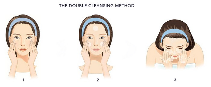 Lớp tẩy trang đầu tiên là làm sạch bằng dầu hoặc dầu dưỡng để loại bỏ lớp make up một cách hiệu quả hơn. Lưu ý khi thoa dầu dưỡng thì để mặt hoàn toàn khô ráo.