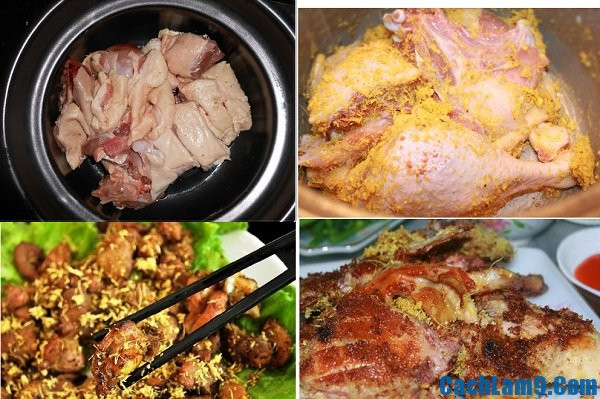 Ướp vịt với tỏi, sả, muối, nước mắm, hạt nêm, bột ngọt, tiêu, ớt bột, dầu ăn, rượu trắng trong 15 phút. Cho dầu ăn vào chảo, chảo nóng già, chiên vàng từng miếng thịt vịt, khi vịt chuẩn bị ngả sang màu vàng, thả vào chảo sả, hành tỏi băm nhuyễn để thịt vịt có mùi thơm đặc trưng. Ảnh: Cachlam9.com.