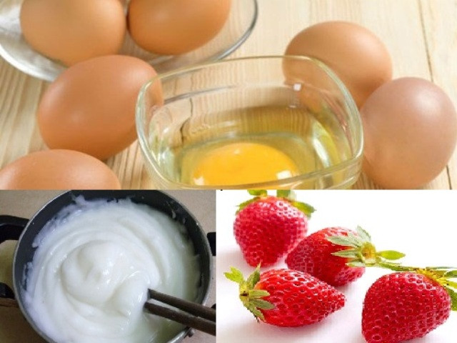 4. Hỗn hợp bột sắn dây, trứng gà, dâu tây tẩy da chết: Trộn 1 thìa bột sắn dây với 1/2 lòng đỏ trứng gà và 3 quả dâu tây xay nhuyễn. Đắp hỗn hợp này lên mặt trong khoảng 15 phút rồi rửa lại với nước ấm. Sự kết hợp này giúp tẩy tế bào da chết một cách nhanh chóng. Ảnh: dacsanquelua.com.