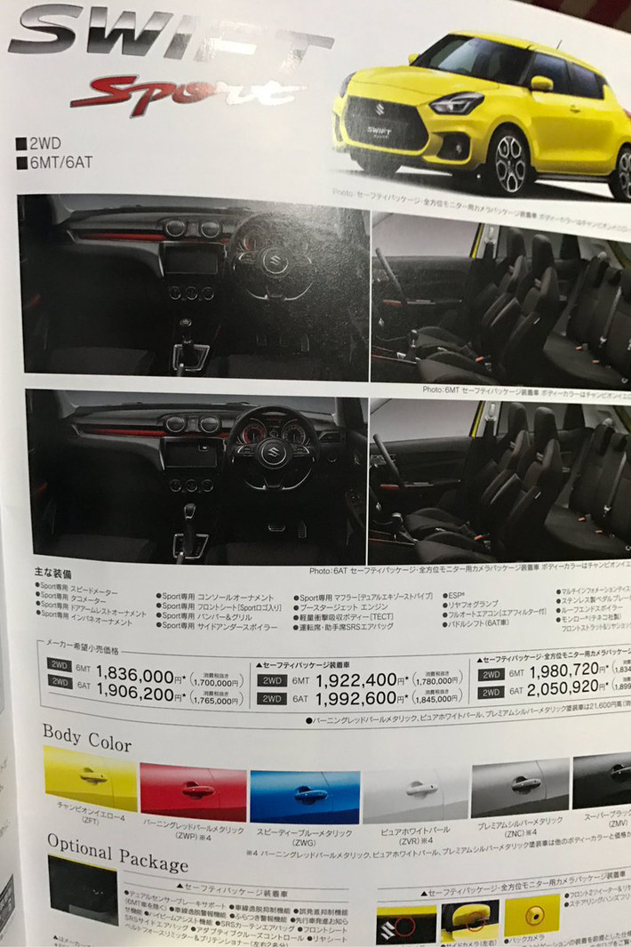 Theo đó, giá bán Suzuki Swift Sport 2018 tại thị trường Nhật Bản khởi điểm rẻ nhất từ 1.836.000 JPY (khoảng 379,2 triệu đồng) đến 2.050.920 JPY (khoảng 423,5 triệu đồng) tùy vào từng phiên bản.