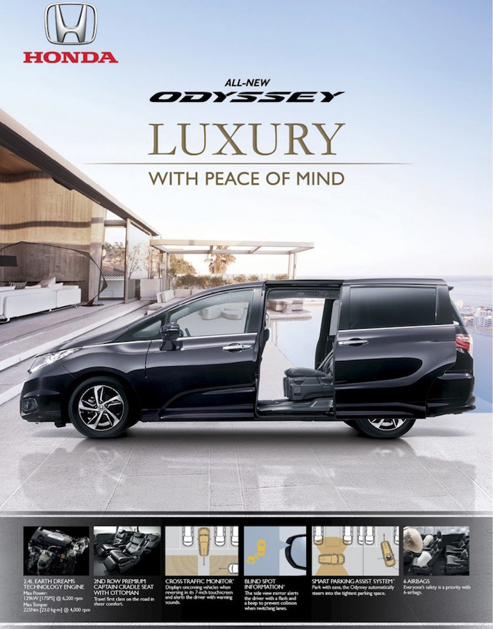 Hiện nay trên Thế giới, Honda Odyssey đang được bán với 2 phiên bản là bản toàn cầu và bản Bắc Mỹ. Trong đó, phiên bản Odyssey sắp được Honda Việt Nam trưng bày tại VMS 2015 là bản châu Á.