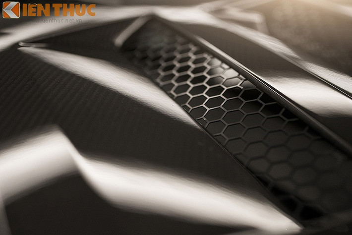 Lưới tản nhiệt và rất nhiều chi tiết khác làm bằng sợi carbon giúp giảm trọng lượng xe đáng kể.