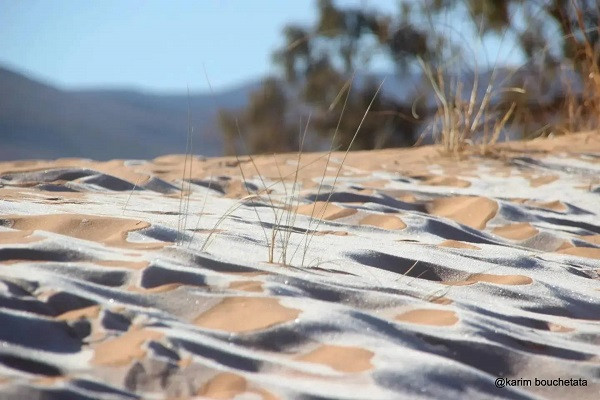 Tuyết đã rơi ở sa mạc Sahara sau khi nhiệt độ bất ngờ giảm xuống -3 độ C.