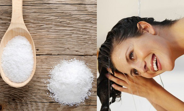 7. Muối ăn Tính kháng khuẩn, trị viêm và mài mòn của muối ăn có công dụng rất hiệu quả trong việc “đánh bật” các mảng gàu. Do đó, trước khi gội đầu, bạn hãy lấy muối ăn rắc lên da đầu và massage nhẹ nhàng để làm tróc các mảng gàu. Sau đó, mới dùng nước mát gội sạch. Lưu ý: Bạn nên massage nhẹ nhàng, để hạn chế việc các hạt muối to làm xước da đầu. Chỉ sau vài lần áp dụng cách này sẽ giải quyết được tình trạng da đầu khô, loại bỏ gàu hiệu quả.
