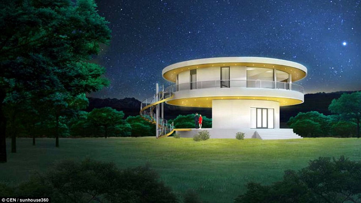 Tổng chi phí xây dựng rơi vào khoảng 540.000 bảng Anh với diện tích 250m2, tất cả các mặt tròn hướng tầm nhìn đến toàn cảnh.