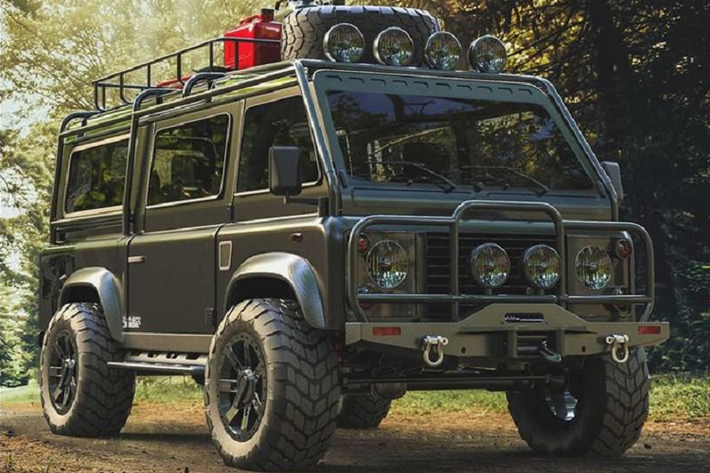 Bản độ Land Rover Defender được Samirs Customs chuyển đổi thành xe van một cách khá tự nhiên với hàng ghế trước và kính chắn gió hướng về mui xe.