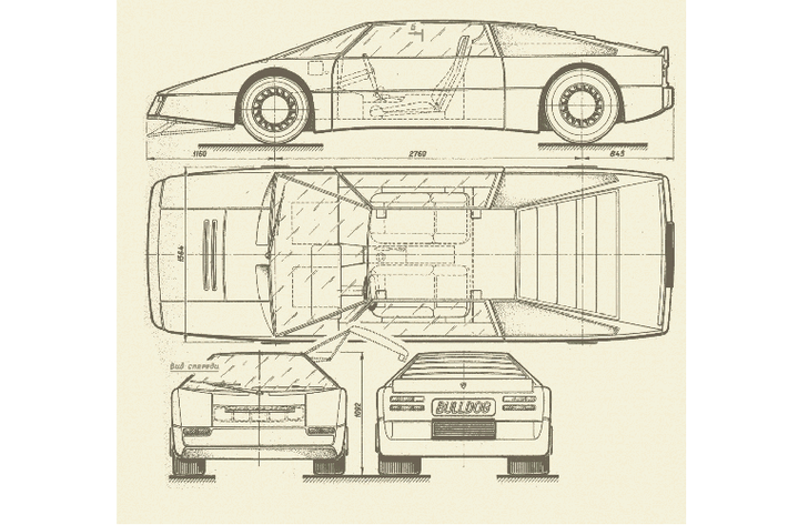 Được thiết kế bởi Willams Towns, chiếc xe cổ Aston Martin Bulldog 1980 này sở hữu thiết kế với những đường nét góc cạnh một cách mạnh mẽ và liền mạch. Ở thời điểm ra mắt, nó có phần giống với Lamborghini Countach và cũng mang hơi hướng tương lai hơn so với lúc đó.