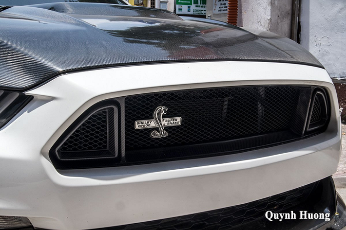 Sau khi tái xuất ở Hà Nội, Ford Mustang đã có "bộ móng" hoa mỹ hơn, không còn là màu đen đơn thuần, thay vào đó xe được điểm xuyết thêm lớp sơn vàng đầy cá tính. Được biết, riêng bộ mâm của xe đã tiêu tốn đến 50 triệu đồng và do hãng ACE cung cấp. Bên trong, cùm phanh hiệu suất cao của Brembo màu đỏ cũng là điểm nhấn để gia tăng tính thể thao cho xe. Gương chiếu hậu trên chiếc "ngựa hoang" phiên bản Convertible cũng ốp carbon và phần sườn xe cũng có trang bị tương tự.