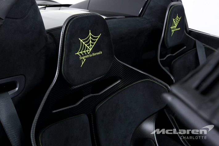 MSO Clubsport Pack cũng là một phần của McLaren 600LT Spider Segestria Borealis, bổ sung cho xe ghế đua sợi carbon siêu nhẹ, nâng cấp toàn bộ nội thất bằng sợi carbon, bu lông bánh xe bằng titan nhẹ và các tấm chắn bùn phía trước MSO Defined Gloss Visual Carbon Fiber.