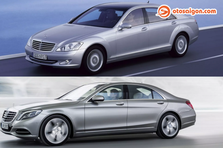 Về cơ bản, chiếc S 500 đời cũ chỉ giữ lại phần khung xe và 4 cánh cửa. Khi toàn bộ phần đầu xe đã được thay thế những món như: nắp ca-pô mới, cản trước, ốp chắn bánh xe trước (Wing), thay thế sang cụm đèn pha LED MULTIBEAM mới tích hợp dải đèn LED ban ngày 3 nhánh mới của S-Class facelift (W222), gắn nẹp ô cửa mạ crôm. Từ phía sau, nắp cốp, cụm đèn hậu full LED cản sau đã được thay mới.
