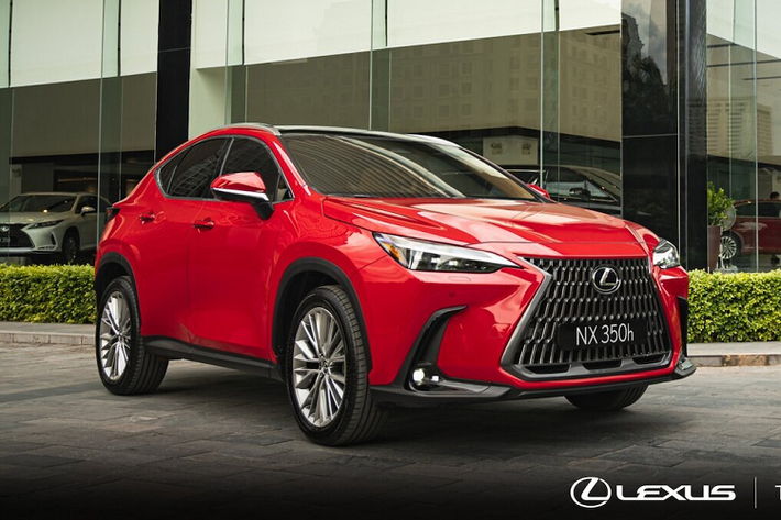 Phần đầu xe, mẫu crossover Lexus NX 350h 2022 vẫn được trang bị lưới tản nhiệt hình con suốt đặc trưng, trong đó phần góc trên được vuốt sắc cạnh, phần phía dưới được mở rộng hơn. Lưới tản nhiệt được tạo thành bởi các thanh nan hình chữ U, chữ U trong Lexus là tên của thương hiệu.