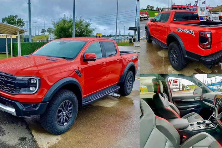 Ảnh thực tế của Ranger Raptor 2022 mới gây bất ngờ với thiết kế đẹp mắt, hầm hố lấy cảm hứng từ mẫu bán tải hiệu năng cao cỡ lớn F-150 Raptor với đèn pha LED tạo hình chữ “C” và lưới tản nhiệt cỡ lớn với dòng chữ “FORD” làm điểm nhất nổi bật. Tuy nhiên, tổng thể xe không có nhiều sự khác biệt so với thế hệ cũ.