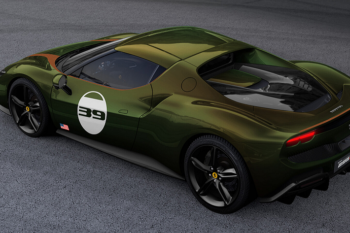 Ngoài màu sắc ấn tượng mới ra, tất cả 5 mẫu siêu xe của Ferrari cũng sẽ có những đặc điểm nhận dạng riêng. Các xe đều được dán nhãn nền màu trắng/đen với số hiệu 39 đi kèm decal lá cờ Mỹ nhỏ bên dưới gương chiếu hậu cửa lái và lá cờ Ý bên phía cửa phụ.
