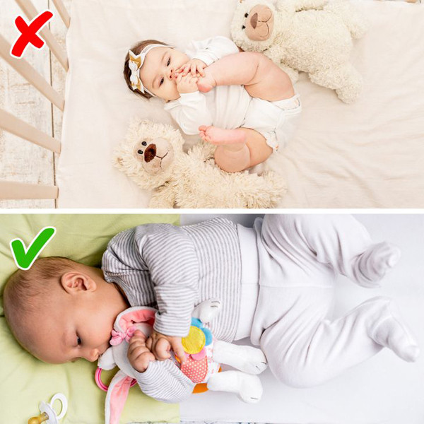 Thú nhồi bông có lông dài. Tương tự như gối, thú nhồi bông cũng có thể uy hiếp sức khỏe trẻ. Những sợi lông dài, chi tiết mắt, mũi được làm bằng chỉ có thể khiến trẻ bị kích thích, ngậm nuốt. Chất lượng màu nhuộm của những loại thú này cũng rất khó kiểm soát.