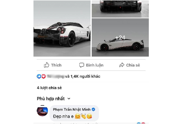 Ngay đến cả đại gia Minh Nhựa, chủ nhân của siêu xe Pagani Huayra độc nhất Việt Nam cũng lao vào bình luận. Trong đó, đại gia này để lại tương tác đẹp nha em ngầm khẳng định sự thiết kế cũng như cách bố trí khoang lái Pagani Huayra hiếm có xe hypercar nào vượt qua được.