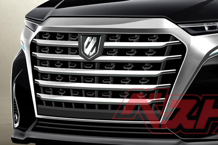 Qua hình ảnh phác họa của Bestcarweb, có thể thấy Toyota Alphard thế hệ thứ tư vẫn giữ lại lưới tản nhiệt cỡ lớn trên đầu xe. Tuy nhiên, lưới tản nhiệt được bổ sung 5 nan mạ crôm nằm ngang hơn thay vì nan nằm dọc như thế hệ cũ. Bao quanh lưới tản nhiệt là viền mạ crôm dày dặn mới, kéo dài sang hai bên đến hết đèn pha.