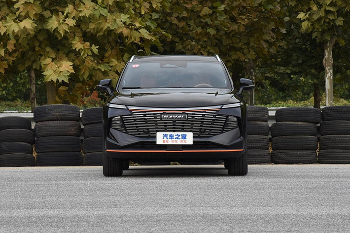 Điểm đáng lưu ý nhất là nó trông khác biệt so với mọi mẫu xe khác trong dòng sản phẩm Haval. Phần mũi xe tròn trịa đi kèm với lưới tản nhiệt rộng, kết hợp với đèn pha rất mỏng, và huy hiệu Haval lớn ở giữa.