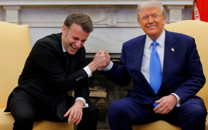 Bằng chứng về mối quan hệ căng thẳng này thể hiện rõ trong cuộc gặp giữa ông Trump và Tổng thống Pháp Emmanuel Macron tại Washington ngày 24/2, khi Ukraine một lần nữa trở thành trọng tâm thảo luận. Ông Trump từ chối đưa ra bất kỳ đảm bảo an ninh nào cho Ukraine sau khi một thỏa thuận hòa bình tiềm năng được ký kết. Ảnh: Getty Images