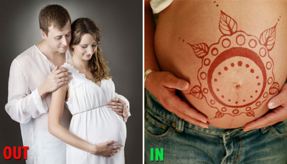 Chụp ảnh bầu với hình xăm Henna. Đây là xu hướng mới nhất nếu bạn muốn ghi lại những bức ảnh trong thai kỳ. Ngoài sự tinh tế và cá tính thì hình xăm này cũng mang ý nghĩa thể hiện ước vọng mẹ tròn con vuông.