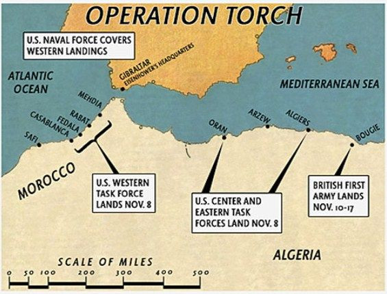 Tháng 11/1942, bộ binh Anh và Mỹ đổ quân tại một số điểm dọc theo bờ biển Morocco và Algeria (lúc đó là thuộc địa của Pháp). Đáp lại, quân đội Đức Quốc xã đánh chiếm Tunisia và một số khu vực khác để bảo vệ Bắc Phi.