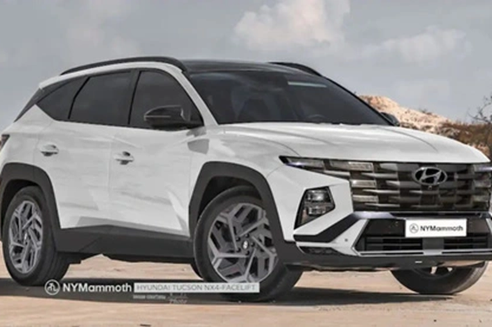 Xe được “bịt kín” từ đầu đến đuôi. Có thể thấy, Hyundai đang có ý định thay đổi khá nhiều ở phần ngoại thất của xe. Nội thất Hyundai Tucson 2024 là khu vực dự kiến được thay đổi nhiều nhất với màn cong cỡ lớn 12,3 inch và vô lăng giống Santa Fe mới