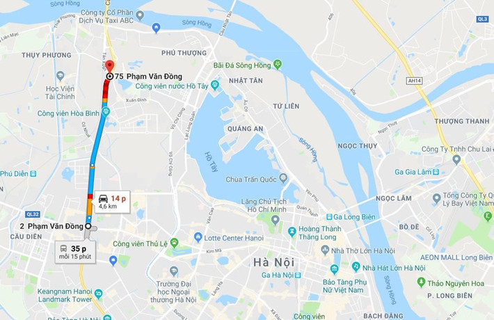 Đoạn đường thường xuyên ùn tắc kéo dài. Ảnh: Google Maps.