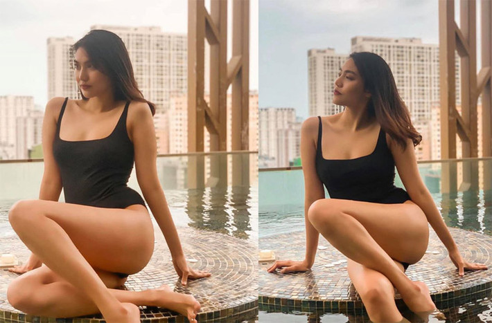 Suốt thời gian mang thai và sau khi sinh con, vóc dáng của Lan Khuê không thay đổi nhiều, thân hình vẫn thon gọn, xinh đẹp.