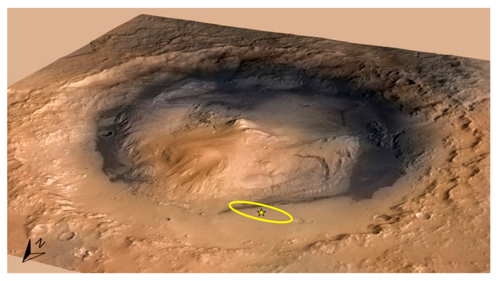 Tàu thám hiểm Curiosity của NASA đã phát hiện ra khoáng chất bên trong một tảng đá ở trung tâm của miệng núi lửa Gale rộng 154 km vào ngày 30 tháng 7 năm 2015. Tàu thám hiểm đã khoan một lỗ nhỏ vào đá và lấy ra một mẫu bụi màu bạc.