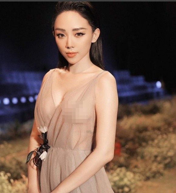 Bà xã Hoàng Touliver từng gây “bão” với chiếc váy xuyên thấu để lộ vòng 1 “khủng”. Thậm chí khi bị một khán giả chỉ trích: “Mặc đồ thấy ghê quá, không khác gì là gái", Tóc Tiên lập tức đáp trả sâu cay: "Chị đi làm rồi à, sao chị biết họ mặc như vậy”.