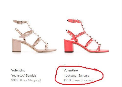 Đôi giày Valentino này của Thanh Hằng có giá 919 USD (khoảng hơn 20 triệu đồng). Ảnh chụp màn hình.