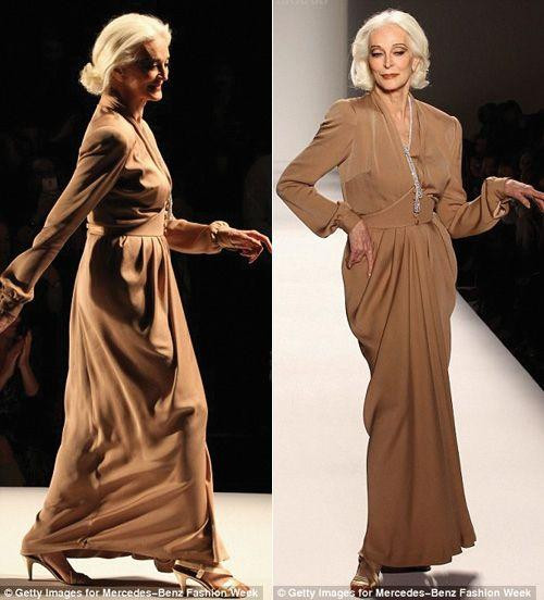 Carmen Dell'Orefice. Tính đến thời điểm hiện tại, Carmen Dell'Orefice (sinh năm 1931) hoạt động trong lĩnh vực người mẫu đã được gần 70 năm. Bà Carmen làm việc không chỉ vì niềm đam mê nghề mà còn để kiếm tiền, trang trải cuộc sống do gặp phải những khó khăn về tài chính.