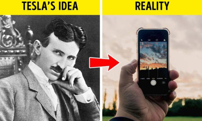 1. Điện thoại và Smartphone: trong một bài phỏng vấn trên The New York Times vào năm 1926, Nikola Tesla - người được mệnh danh là "nhà khoa học điên" - đã từng đề cập đến ý tưởng con người liên lạc được với nhau qua một thiết bị không dây, nhỏ gọn đủ để cất vừa túi áo vest.