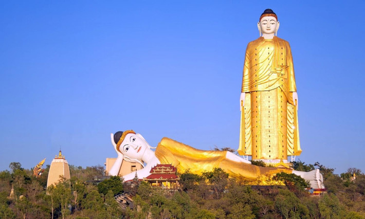 8. Tượng Phật Monywa: phía đông thành phố Monywa của Myanmar là Po Khaung Taung - dãy núi nơi bạn có thể nhìn thấy tượng Phật Monywa - tượng Phật Monywa. Với chiều cao 132 m (433 ft), đây là một trong những bức tượng Phật lớn nhất thế giới. (Nguồn: VietNamNet)